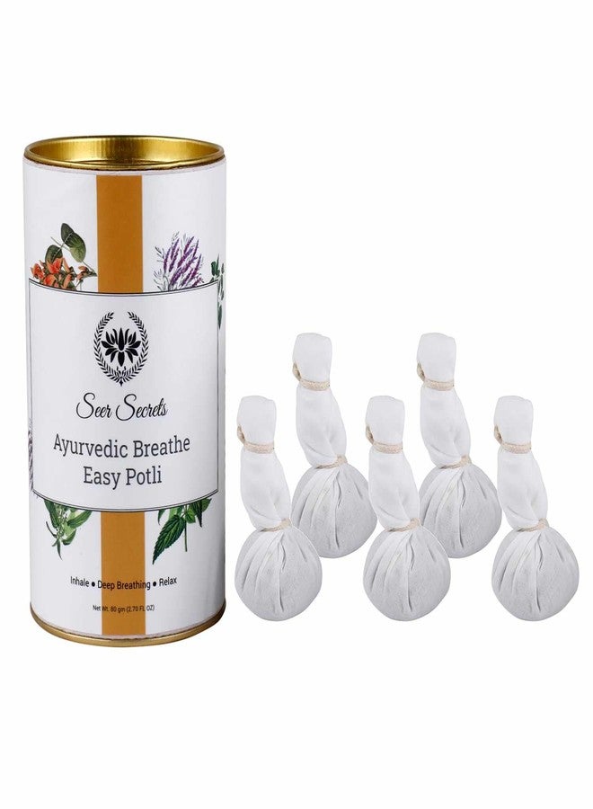 Seer Secrets 100% Natural Ayurvedic Breathe Easy Potli to Help Decongest Lung | Relieve Minor Cold & Cough Relief | Easy Breathing | Ease Respiratory Distress | Soothes Irritated Throat and Air Passages | Healthy Immunity against Air Pollution| Suitable for Men & Women | Pack of 5 - Image 1