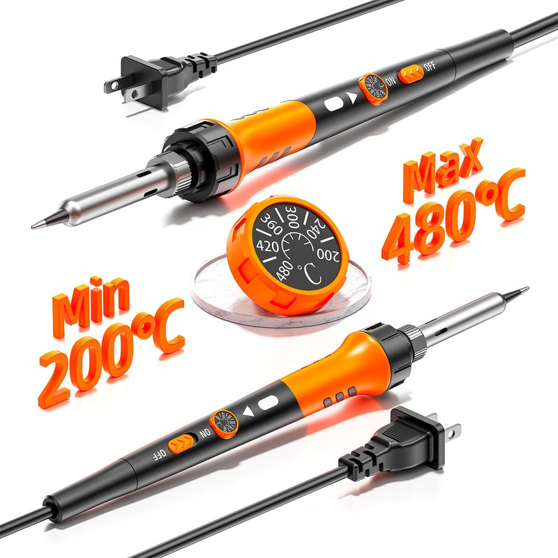 MEAKEST Soldering Iron Premium Kit  60W Soldering Gun With Ceramic Heater  12-In-1 Soldering Tool  Adjustable Temperature 200 To 450C  Includes Soldering Iron Tip  Solder Wire  Pump And Paste - Image 3