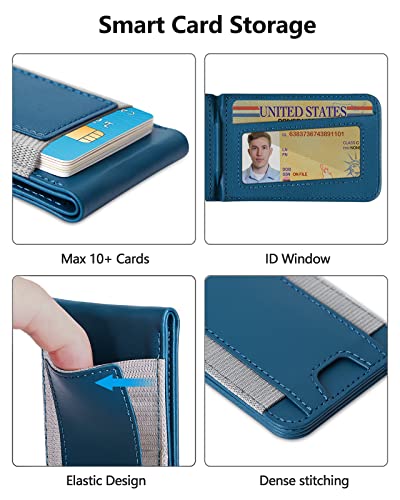 ExtreLife 2in1 Magsafe Wallet Open ID Window Magnetic Wallet for iPhone 17161514 Pro Max14 Pro1414 Plus1312 SeriesAdjustable Stand 9 Cards Holder Vegan Leather Blue - Image 3
