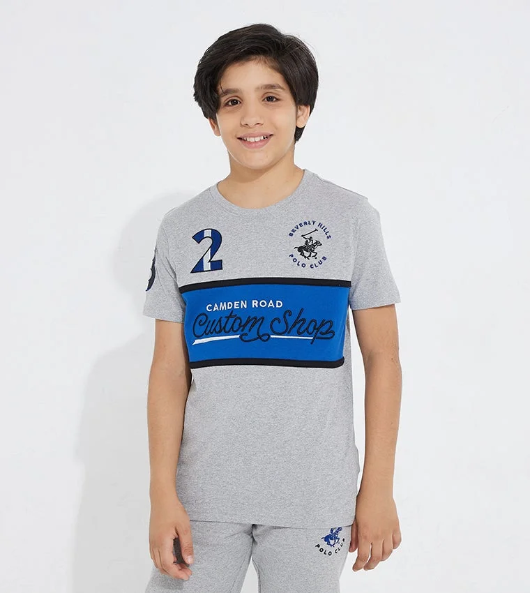 Printed Crew Neck T-shirt with Short Sleeves