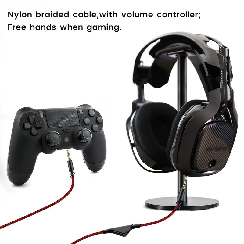weishan A10 Headphone Cable Replacement for Astro A40 A40 TR 3.5mm Braided Detachable AUX Cable with In-line Volume Controller, 6ft - Image 3