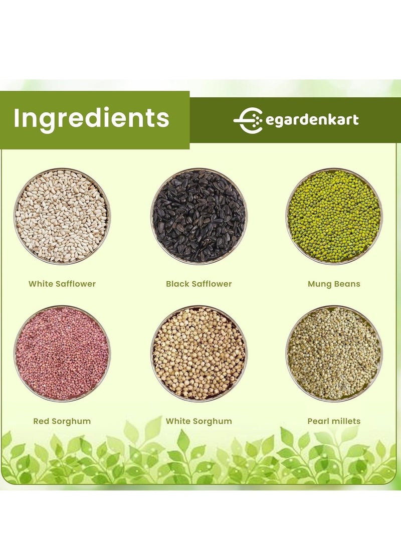 Egardenkart طعام الطيور البرية من Egardenkart® - مزيج اقتصادي من بذور الطيور لجميع أنواع الطيور البرية | طعام الطيور للحمام، المينا، القبرة، البلبل، العصفور، الهدهد | بذور الطيور في الهواء الطلق - Image 3