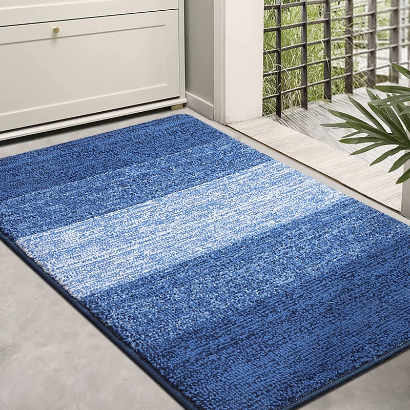 Kitinjoy Indoor Outdoor Door Mat 36x24 NonSlip Absorbent Dirt Trapper LowProfile Washable Inside Entrance Front Floor Mat Sturdy Soft Entry Doormats for Entryway Navy Blue