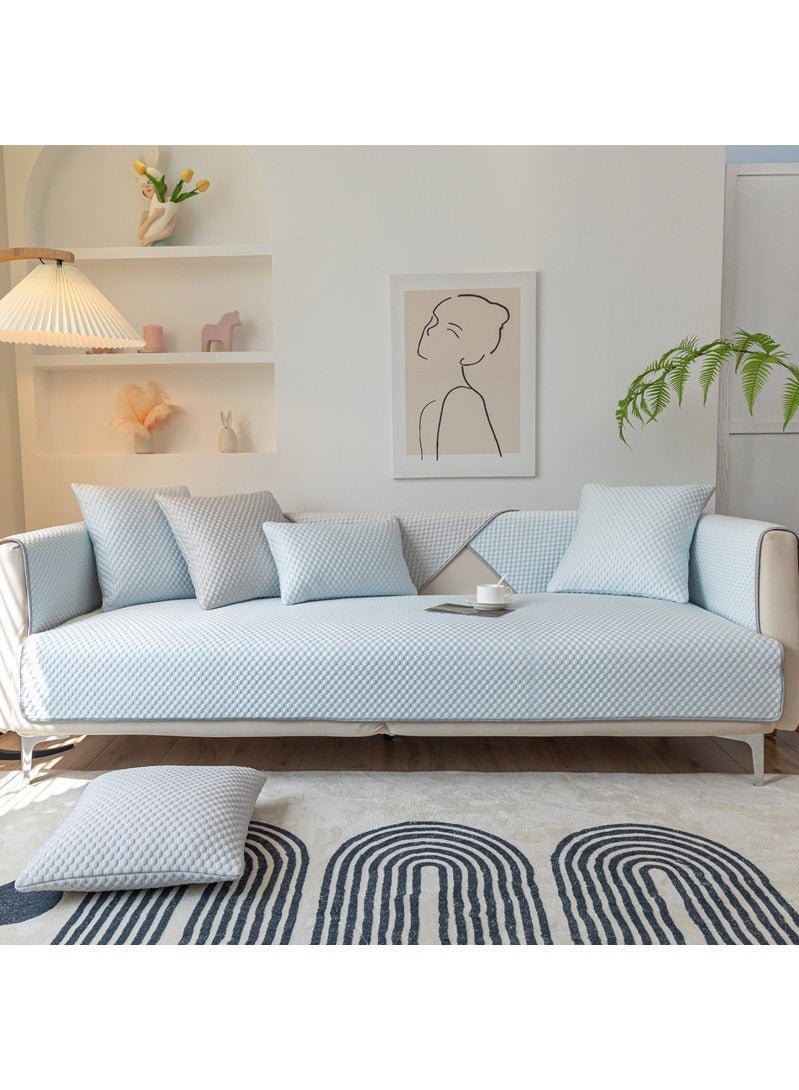 SUNYS Summer Ice Silk Cool Bean Bag Sofa Cushion - Polka Dot & Solid Color, Non-Slip, Chill-Feel Couch Pad Cover - Image 1