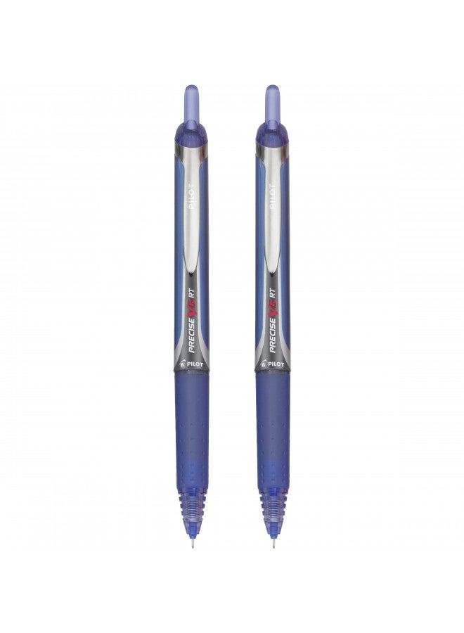 PILOT Precise V5 RT Refillable & Retractable Liquid Ink Rolling Ball Pens, Extra Fine Point (0.5mm) Blue Ink, 2-Pack (26051) - Image 3