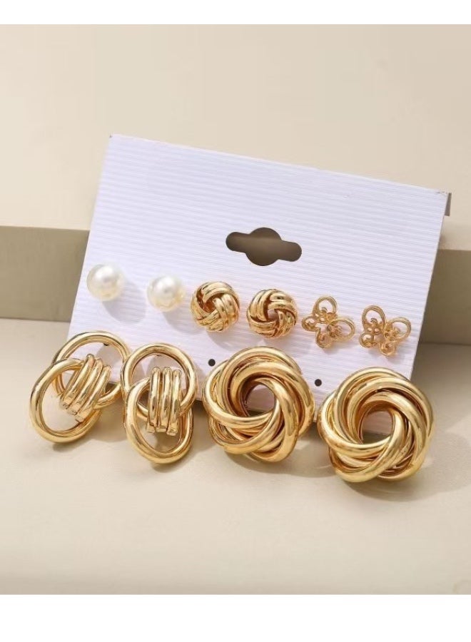 Onchic 5pairs Ear Stud Combo Set Latest Stylish  Pearl in gold tone Earrings for Women and Girls  birthday gift - Image 3