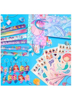 FRUITFUL PARTY 84pcs Mermaid Party Favors for 12 Guests, Mermaid Birthday Rings Keychain Slap Bracelets Bags etc Mermaid Birthday Party Favors for Mermaid Birthday Decorations Supplies  - Image 5
