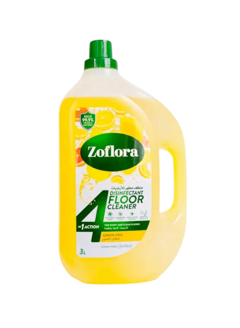 زوفلورا منظف ومطهر الأرضيات المضاد للبكتيريا برائحة انتعاش الليمون 3لتر