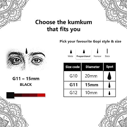 Eyetex Pallavi Sticker Bindi/Pottu|Gopi/Tilak|Aloe Vera & Papaya Extracts|Breathable Non-Irritating Velvet Fabric|G11|Black|20 Flaps - Image 4