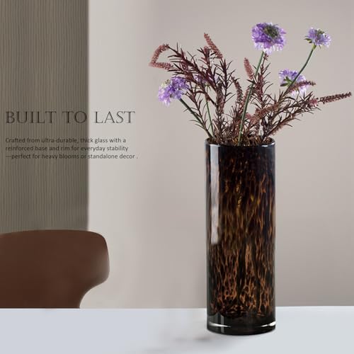 Yuccasly 11.8" High Luxe Leopard Glass Vase — Unique Modern Amber Brown Centerpiece for Home Decor, Everyday Elegance Vase - Image 4