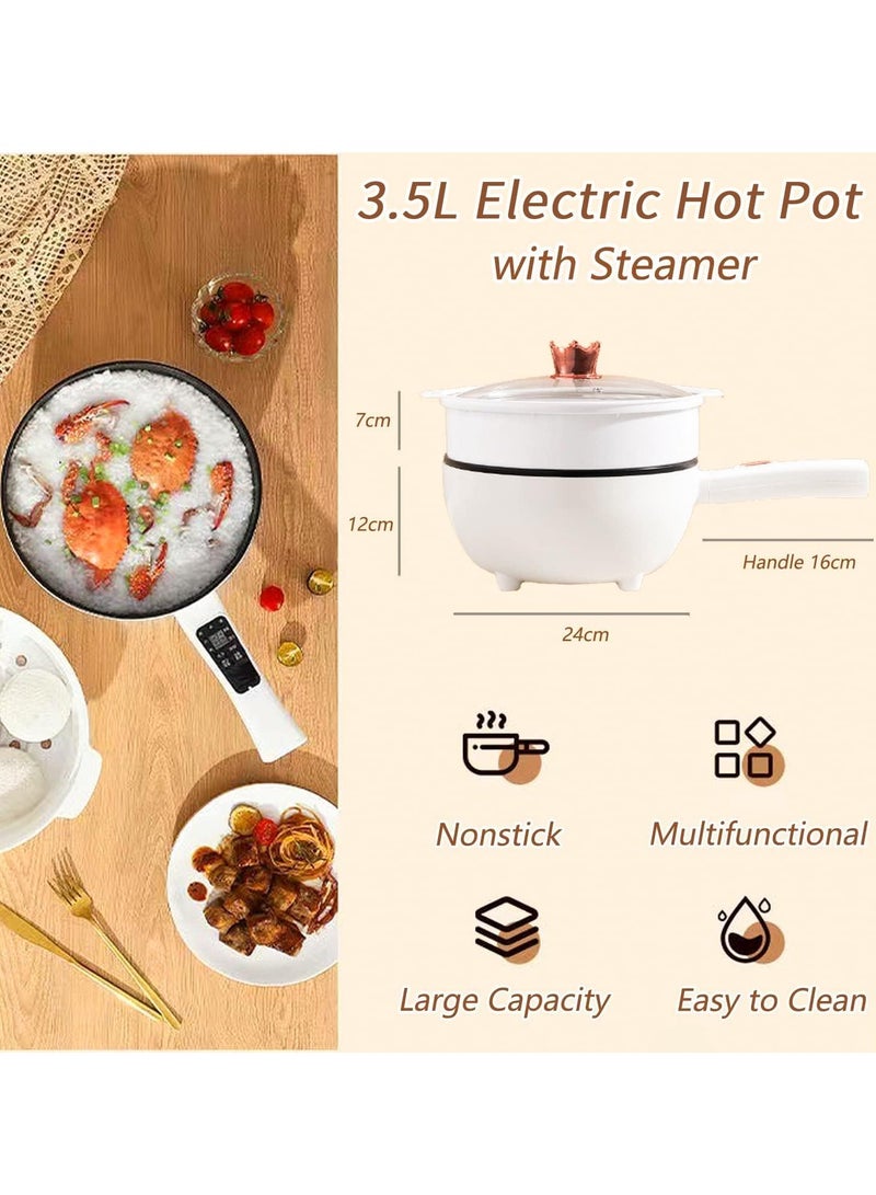 3.5L Electric Hot Pot,Double-flavor Hot Pot,with Steamer  Temperature Control,Two Power Adjustments Multifunctional Non-stick Pot, Portable Saucepan Electric Cooking Pot  - Image 2