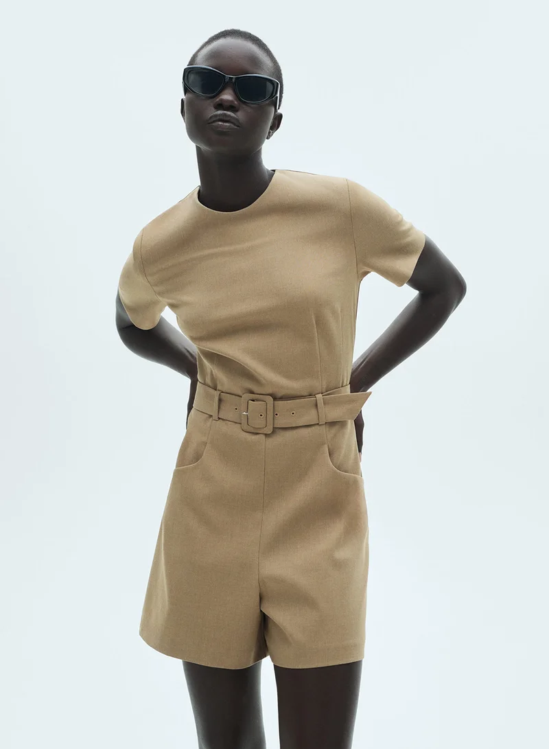 MANGO Belt Short Jumpsuit