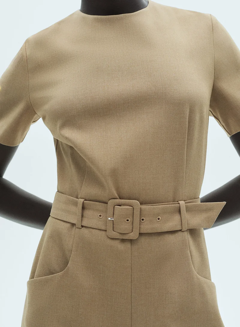 MANGO Belt Short Jumpsuit