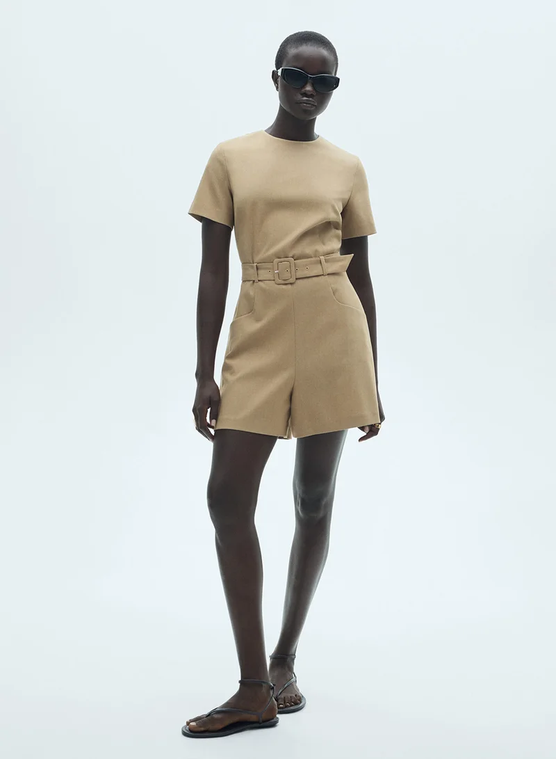 MANGO Belt Short Jumpsuit