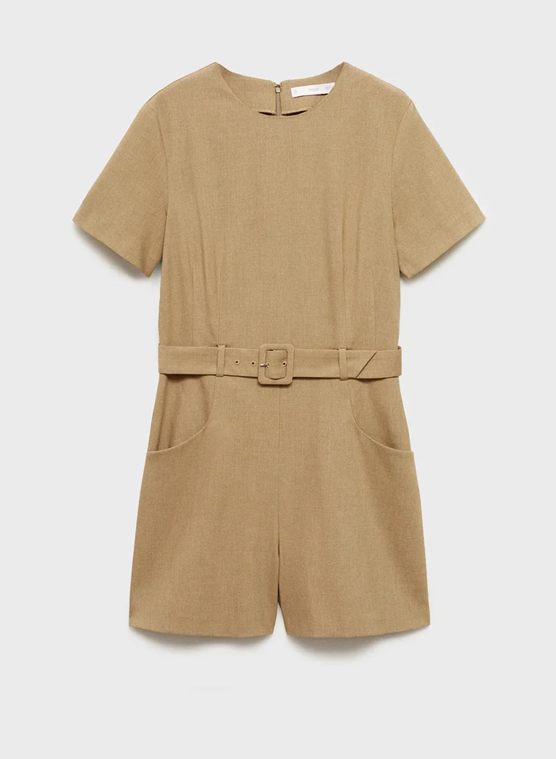 MANGO Belt Short Jumpsuit