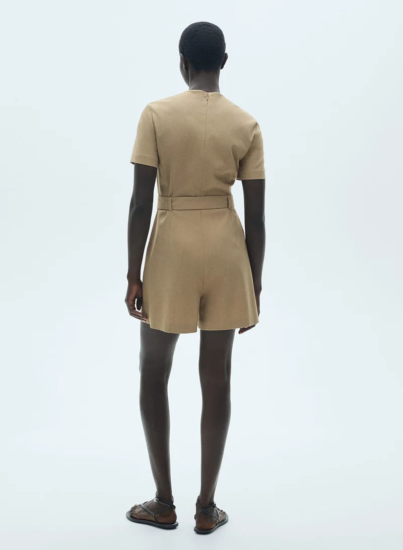 MANGO Belt Short Jumpsuit