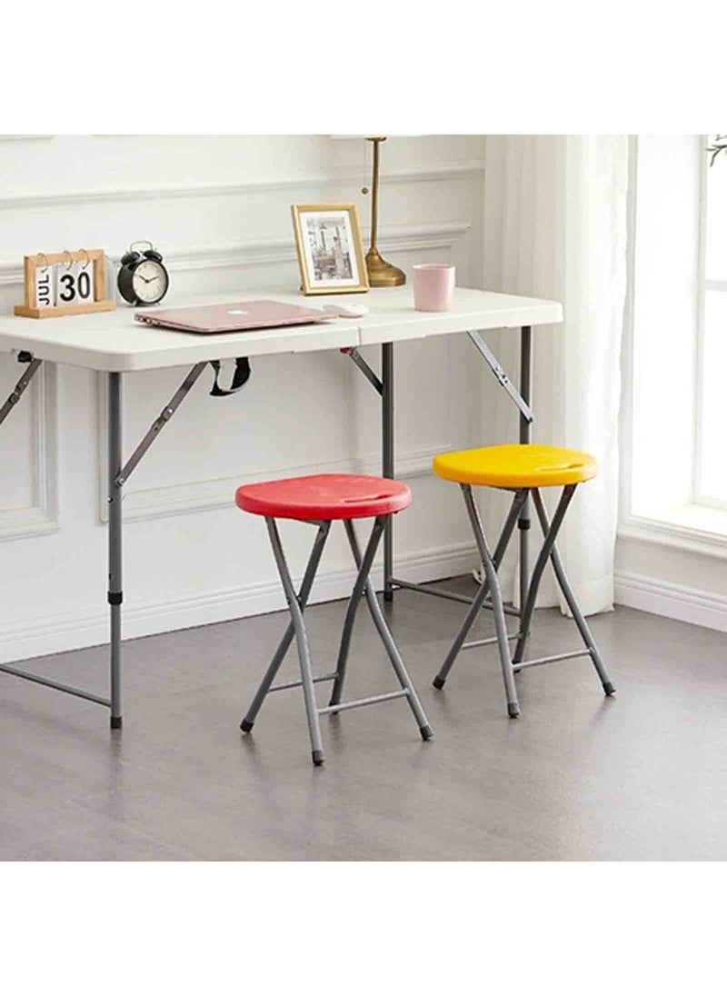 SAKAR Sakar Compact Folding Stool is Specially Designed for Smaller Spaces Strong X Shape Metal Frame and a Sturdy Plastic Seat MultiColor Pack of 1  - Image 2