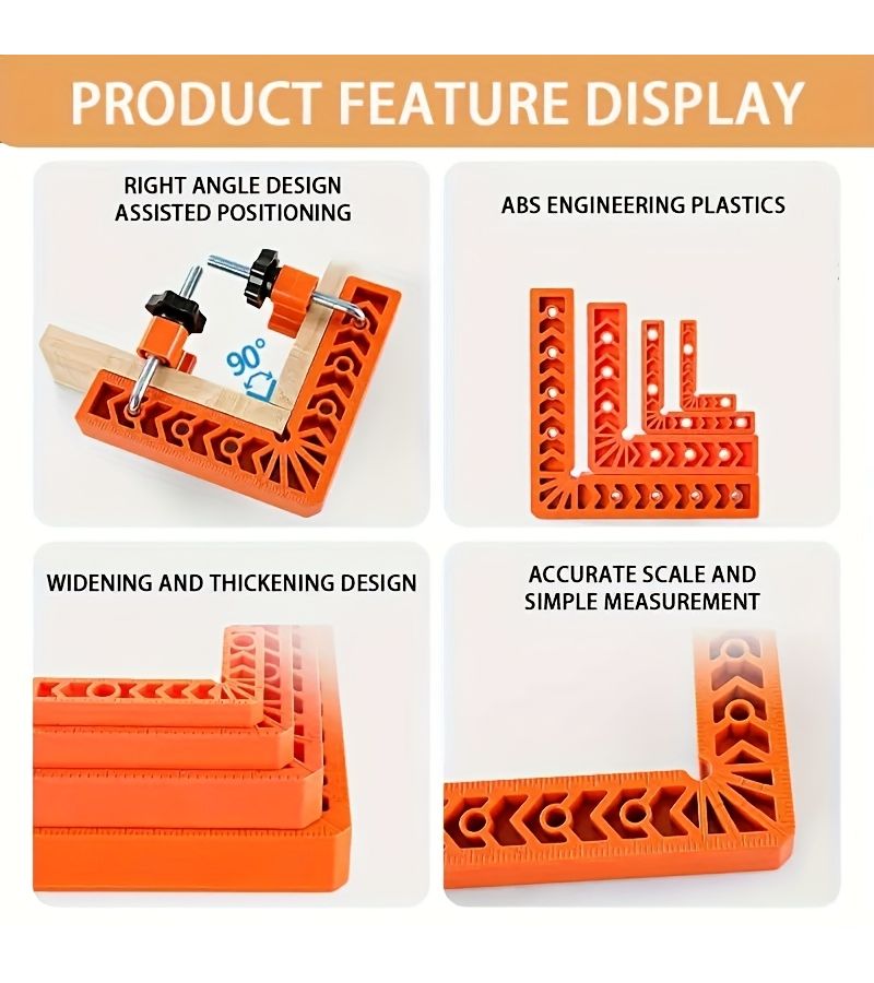 90 Degree Right Angle Clamp Set 3 Piece Precision Square Guide for Framing Cabinet - Image 4