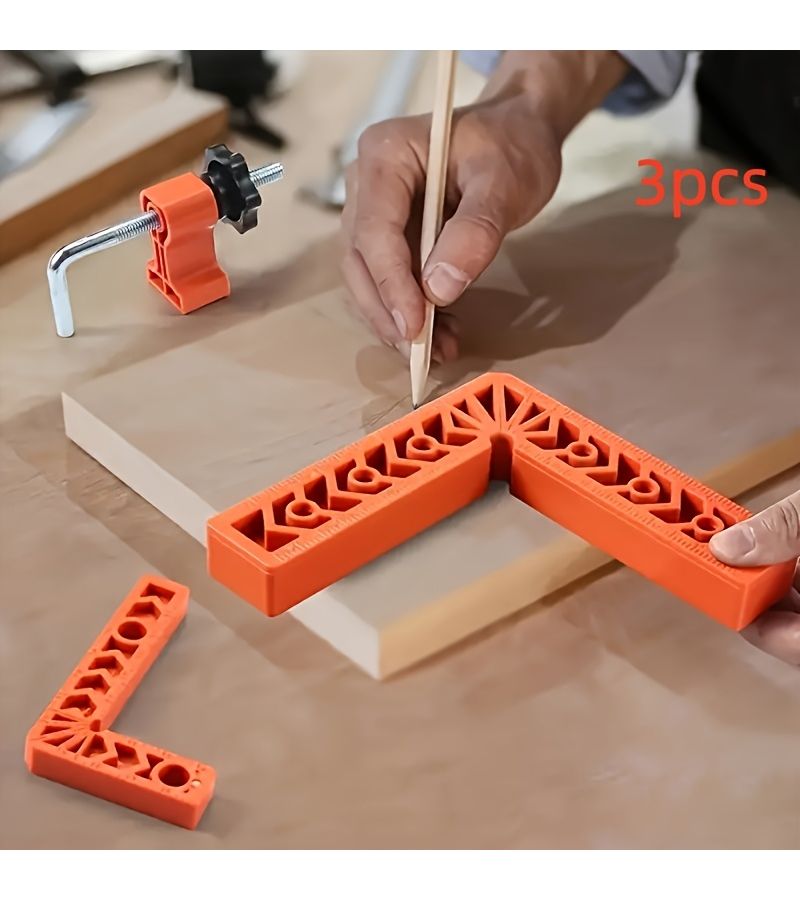 90 Degree Right Angle Clamp Set 3 Piece Precision Square Guide for Framing Cabinet - Image 1