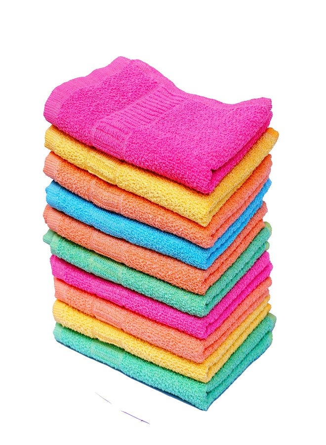 Space Fly 500 GSM Cotton Plain High Absorbent Hand Towels for Wash Basin, Kitchen Hand Towel and Face Towel for Women, Light Color Hand Towel Set of 10 (Size: 11X 17 inch) (Multi Colour) - Image 1