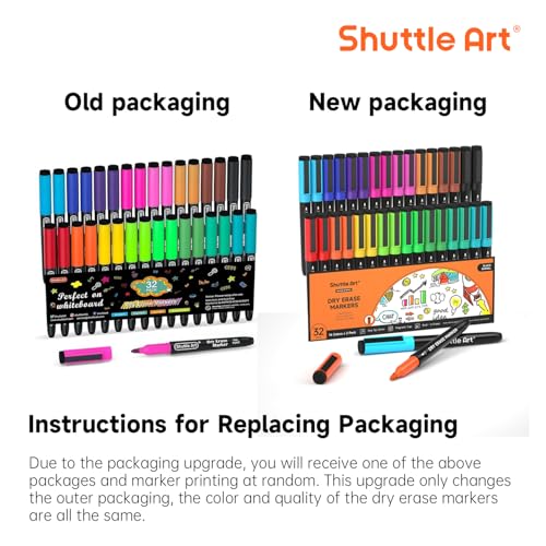 Shuttle Art Dry Erase Markers 32 Pack 16 Colors Magnetic Whiteboard Markers with Erase Fine Point Dry Erase Markers Perfect For Writing on WhiteboardsMirrors for School Office Home - Image 3