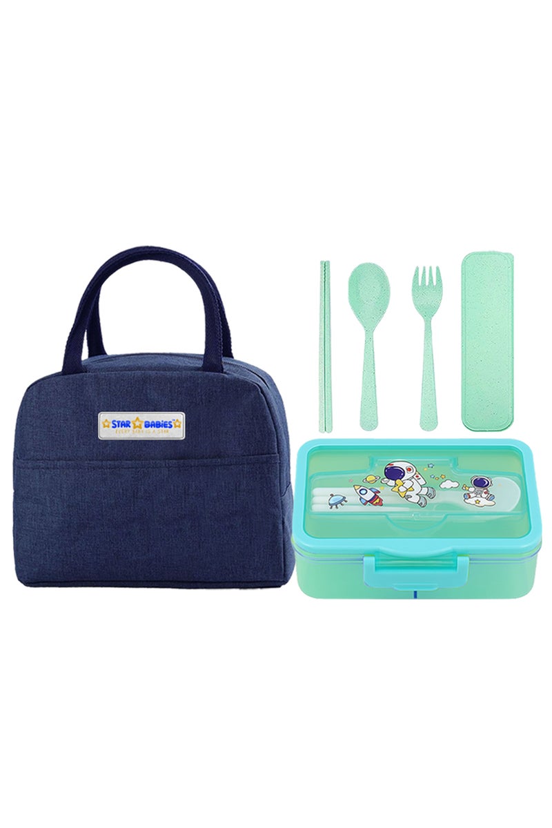 Star babies pack of 3 combo - Insulated lunch bag and 4 compartment lunch box with organic cuttlery set. - Image 1