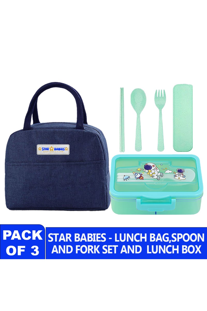 Star babies pack of 3 combo - Insulated lunch bag and 4 compartment lunch box with organic cuttlery set. - Image 2