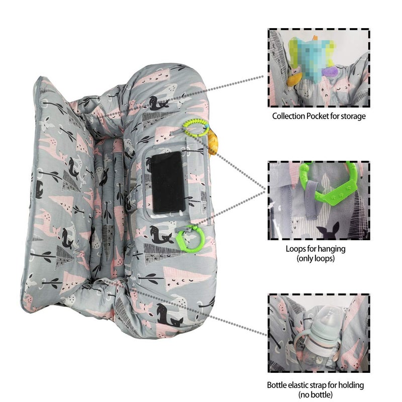 ICOPUCA Shopping Cart Cover, 2-in-1 cart Cover for Babies N high Chair Cover, Padded Grocery cart Cover for Baby boy Girl,with Split/Padded/Reversible seat Cushion, Deer - Image 5