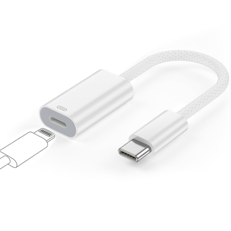 USB-C to Lightning Converter Cable, Fast Charge Woven-data + charging (bare wire)