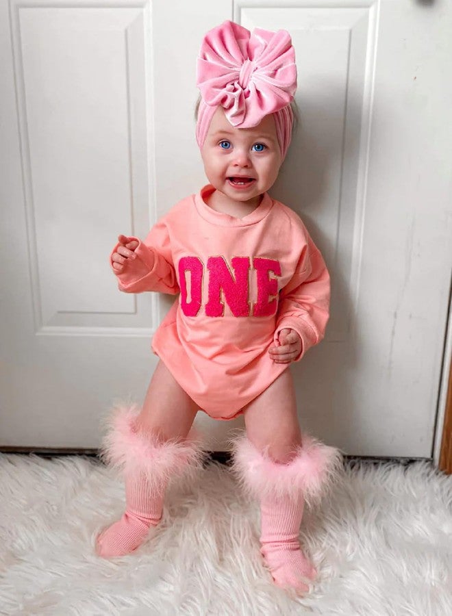 Lamuusaa Baby Girl Boy Birthday Outfit One Embroidery Romper Long Sleeve Crewneck Sweatshirt Birthday Gift - Image 2
