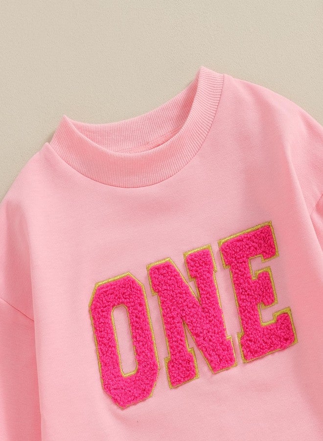 Lamuusaa Baby Girl Boy Birthday Outfit One Embroidery Romper Long Sleeve Crewneck Sweatshirt Birthday Gift - Image 3
