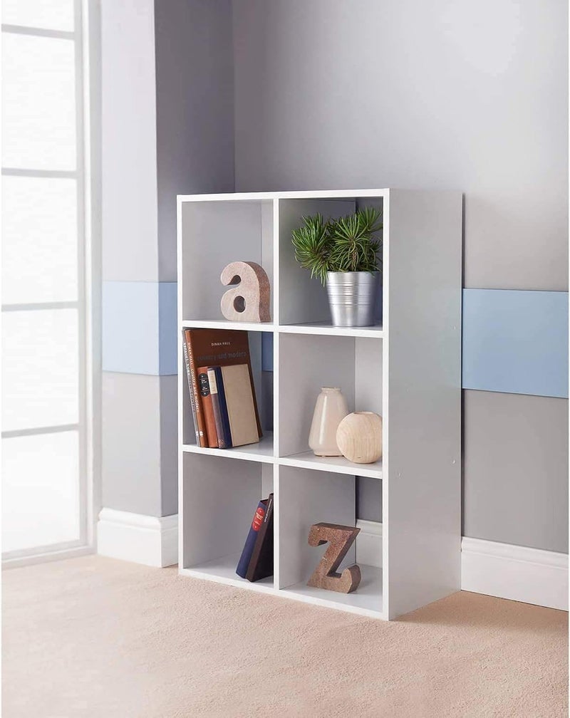 Homme Concept â€“ 6 Cube Storage Unit, White Living Room Bookcases and Shelving Unit, Storage Shelves, Kids Bookcases, Free Standing Wooden Bookcase, Storage Organiser, BookShelf for Home Office. - Image 1