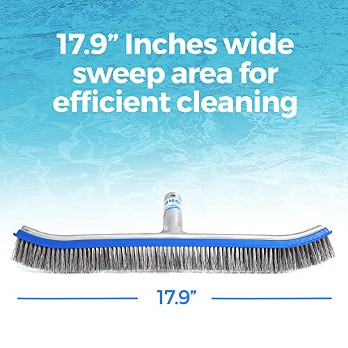 440 Heavy Duty Pool Brush - 18-inch Extra-Wide Metal Brush Head with Stainless Steel Wire Bristles & Curved Edges for Cleaning Pool Tiles, Walls, Floor, Steps (Stainless Steel) - Image 4