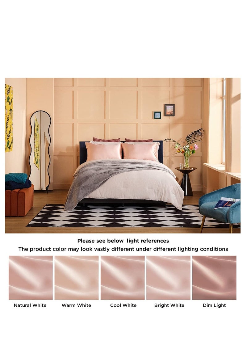 SMILEE 100% Pure Mulberry Queen Pillowcase 2-Piece (Jade Pink) - Image 4