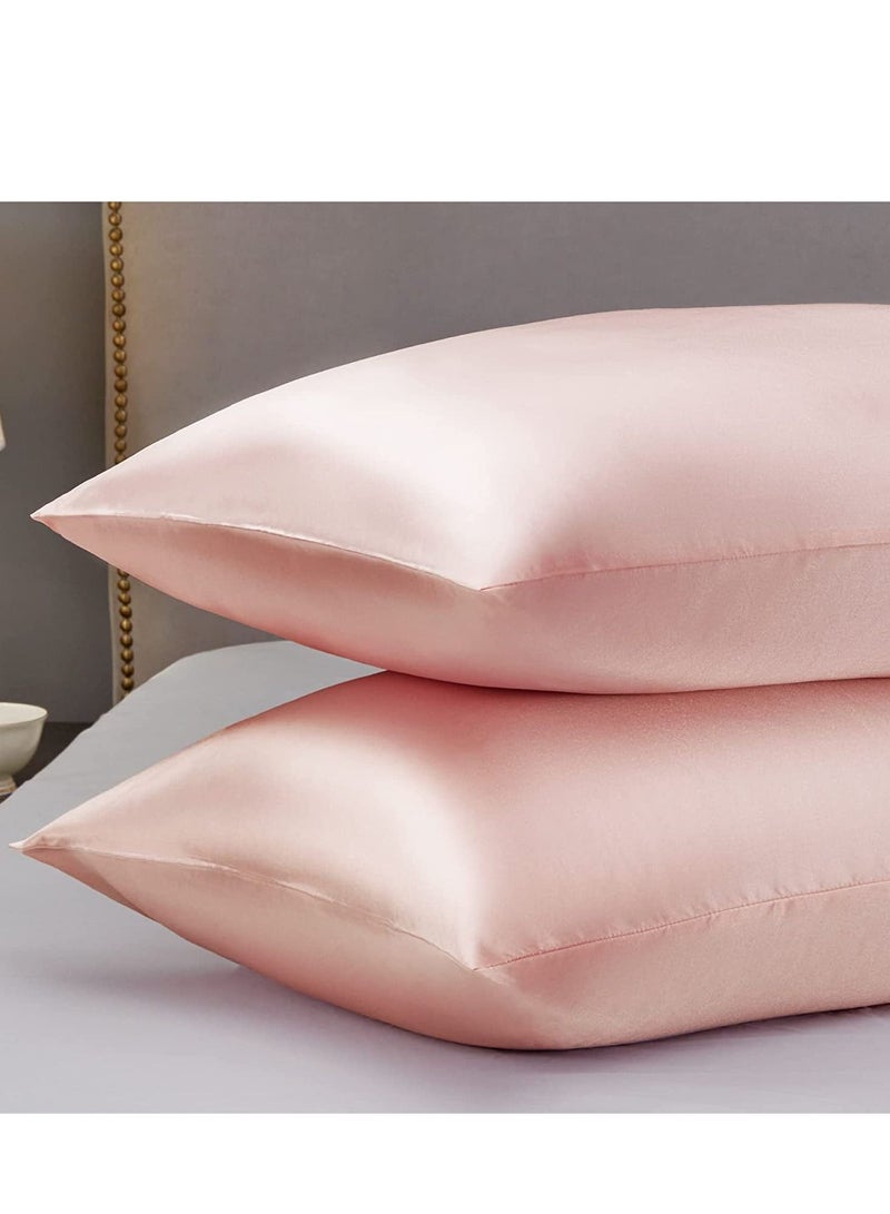 SMILEE 100% Pure Mulberry Queen Pillowcase 2-Piece (Jade Pink) - Image 3