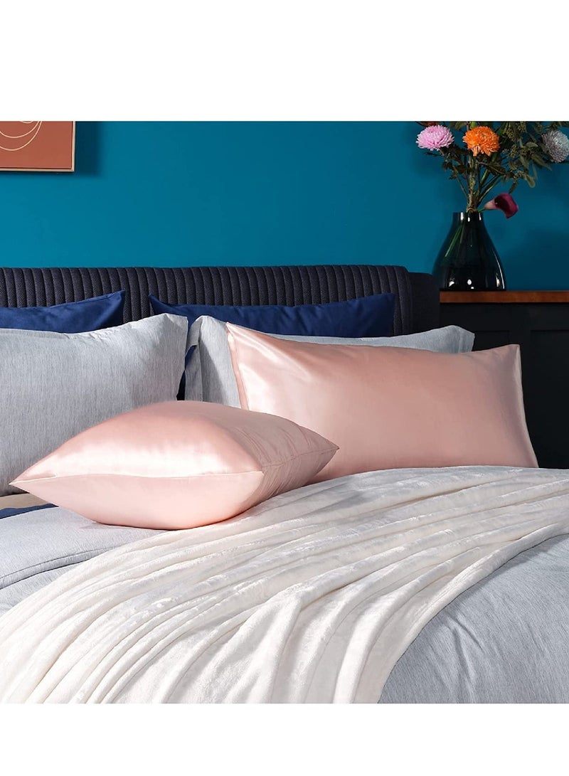 SMILEE 100% Pure Mulberry Queen Pillowcase 2-Piece (Jade Pink) - Image 2