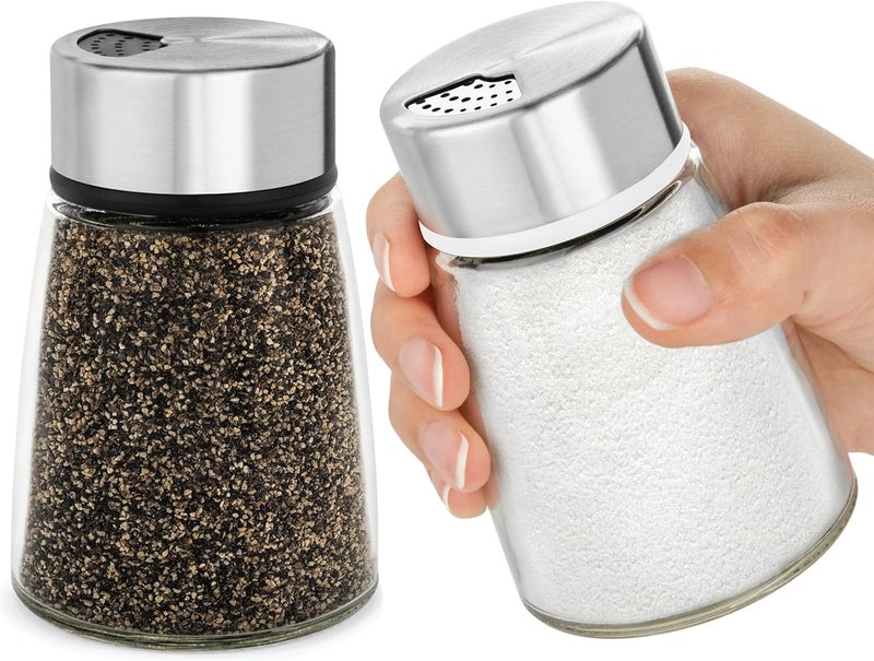 Kitchen & Go Salt and Pepper Shakers Set with Adjustable Pour Holes - Stainless Steel Spice Dispenser - Perfect for Pink Himalayan, Table Salt, Black and White Pepper - Image 1