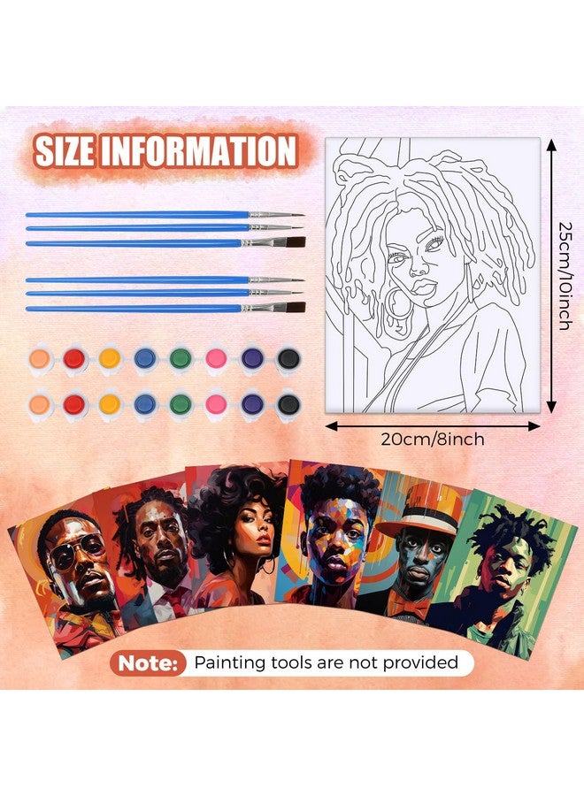Sherr 20 Pcs Stretched Pre Drawn Canvas Afro Queen Black Art For Painting For Adults Outline Pre Drawn Stretched Cotton Canvas Painting Canvas To Paint Paint Party Set, 8 X 10''(Cool) - Image 2