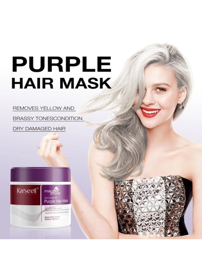 Karseell Color Hair Mask Set 2 Pcs | Red Depositing Conditioner 500ml + Maca Power Purple Hair Mask 500ml | Color Boosting & Hydrating Treatment for Color-Treated Hair - Image 2