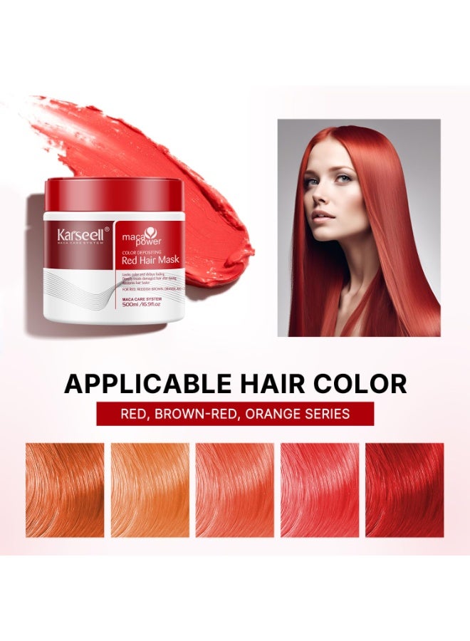 Karseell Color Hair Mask Set 2 Pcs | Red Depositing Conditioner 500ml + Maca Power Purple Hair Mask 500ml | Color Boosting & Hydrating Treatment for Color-Treated Hair - Image 3