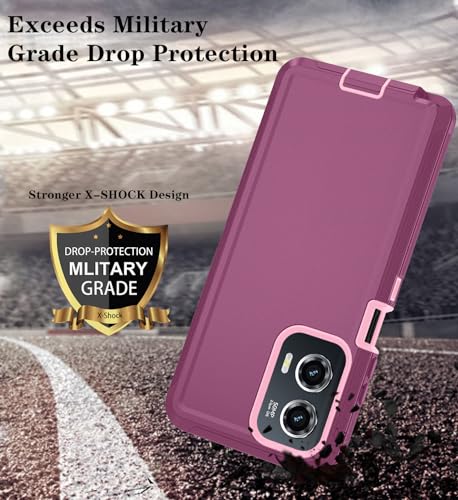 Qinmay Phone Case for Motorola Moto G Stylus 5G 2024 Case with HD Screen Protector, Heavy Duty Shockproof & Dropproof 3-Layer Cover Phone Case (WineRed Pink, for Moto G Stylus 2024) - Image 3