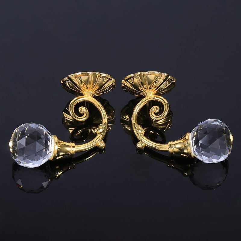 klarako Curtain Hooks Holdback Crystal Curtain Holdbacks Clear Decorative Curtain Drapery Holdbacks Curtain Tieback Hooks with Crystal Ball Wall Mounted Tassel Curtain Tieback Hook Drapery Tiebacks Hook 2PCS - Image 2