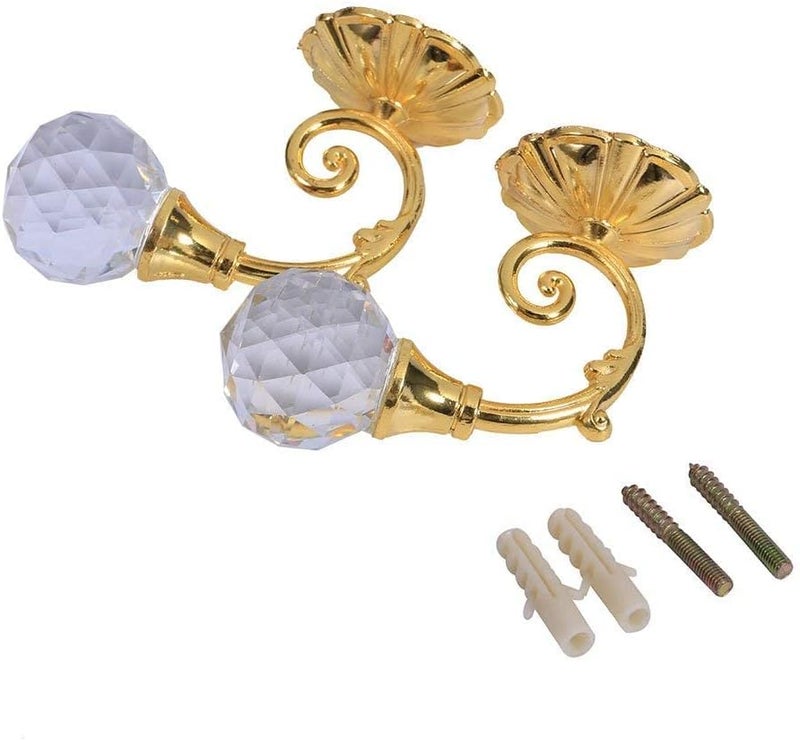 klarako Curtain Hooks Holdback Crystal Curtain Holdbacks Clear Decorative Curtain Drapery Holdbacks Curtain Tieback Hooks with Crystal Ball Wall Mounted Tassel Curtain Tieback Hook Drapery Tiebacks Hook 2PCS - Image 3
