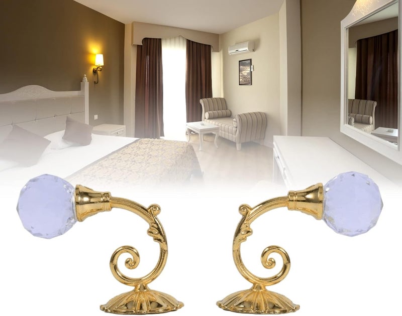 klarako Curtain Hooks Holdback Crystal Curtain Holdbacks Clear Decorative Curtain Drapery Holdbacks Curtain Tieback Hooks with Crystal Ball Wall Mounted Tassel Curtain Tieback Hook Drapery Tiebacks Hook 2PCS - Image 1