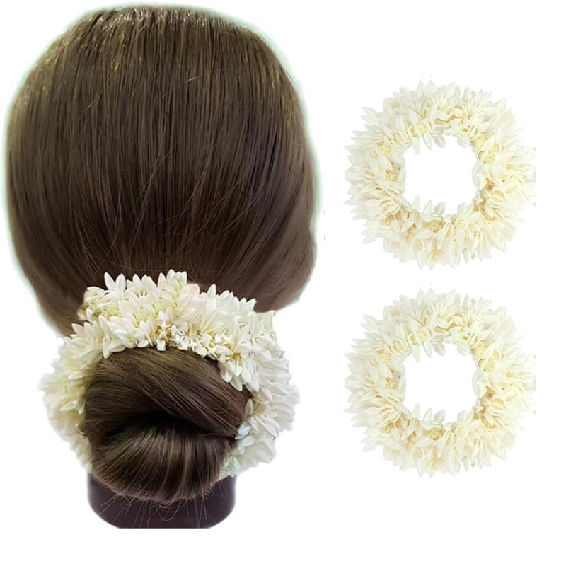 Kailash Creation Artificial Mogra Gajra for Hair Bun & Braids | Scented Jasmine Flower Hair Accessory | Reusable Traditional Bridal Gajra for Women & Girls (Pack of 2) - Image 1