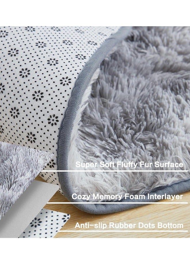 Super Soft Fluffy Area Carpet Anti Slip Plush Carpet High Pile Tie Dye Carpet for Living Room Bedroom Kids Room Tie Dye Aqua Grey-80*160CM  - Image 2