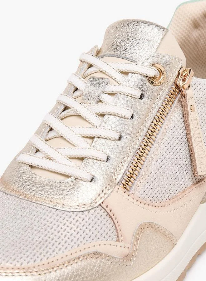 Carmela GOLD Women Leather Lace-Up Ankle Sneakers for Women | Best Price UAE