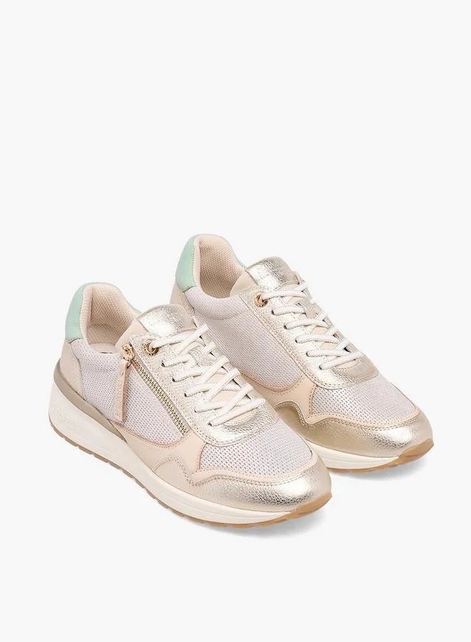 Carmela GOLD Women Leather Lace-Up Ankle Sneakers for Women | Best Price UAE
