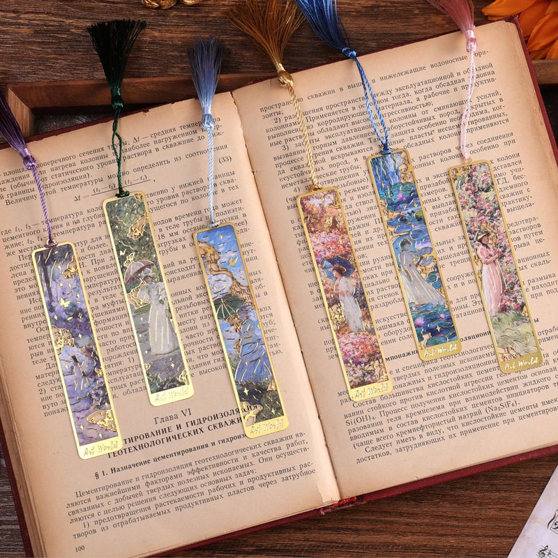 emmoolife 6 Pcs Vintage Oil Painting Metal Bookmarks Monet Theme Maiden Elegant Floral Classic Art Style Artistic Book Mark Reading Girl Unique Book Lover Gifts for Women, Readers & Bibliophiles - Image 4