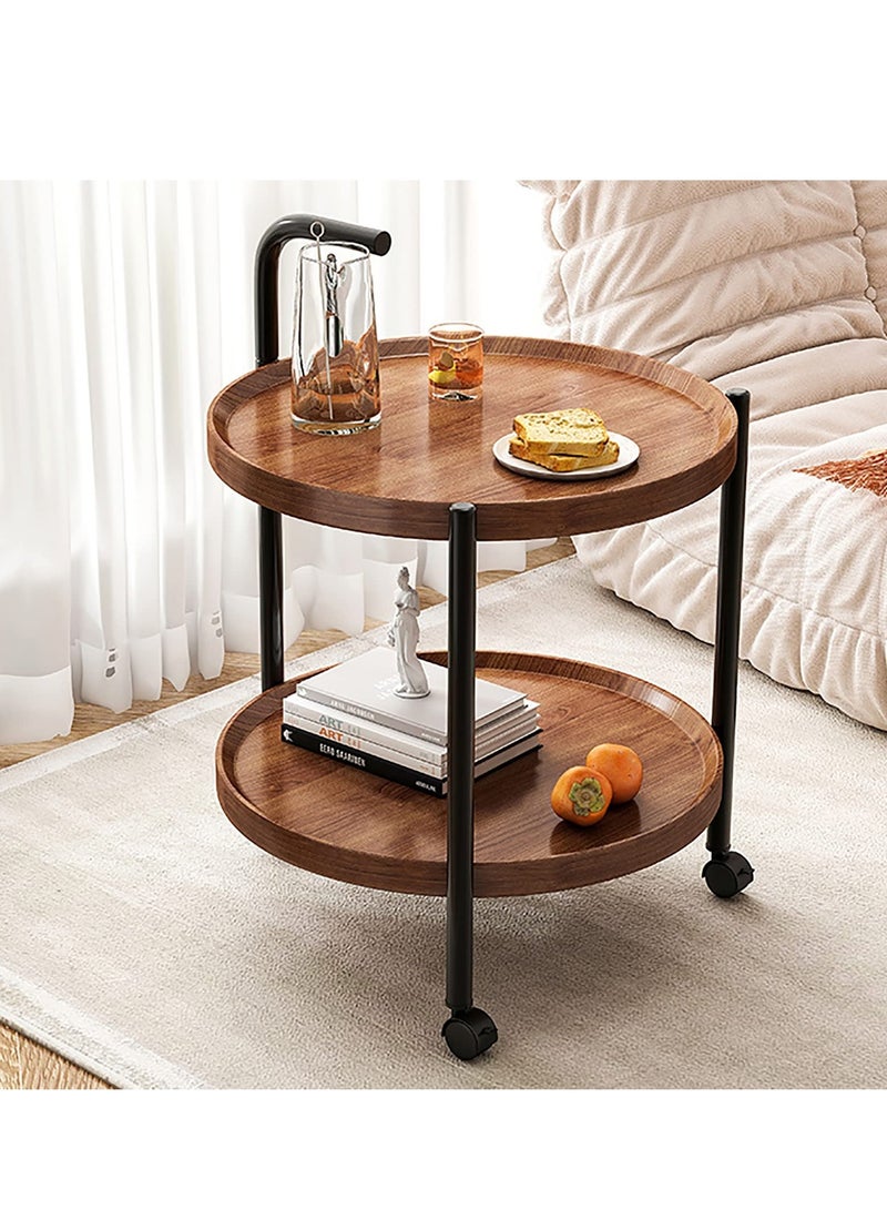 Generic Sofa Side Small Table Living Room Balcony Small Round Tea Table Bedside Storage Shelf Holder Cart Trolley Rolling cart  - Image 1